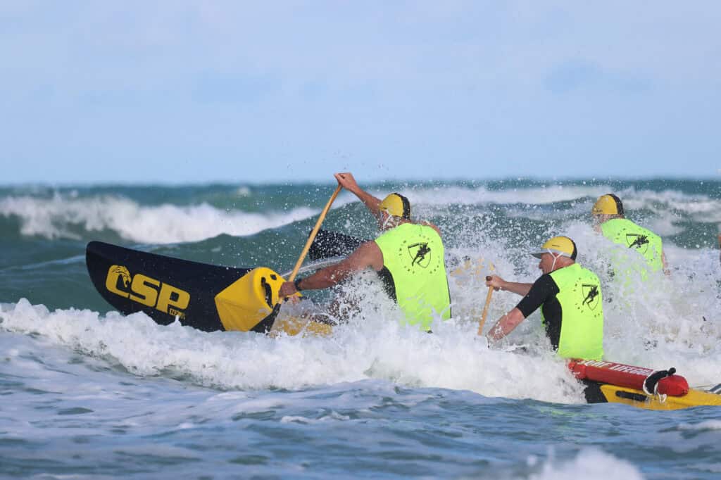 The WildCat surf canoe in the surf