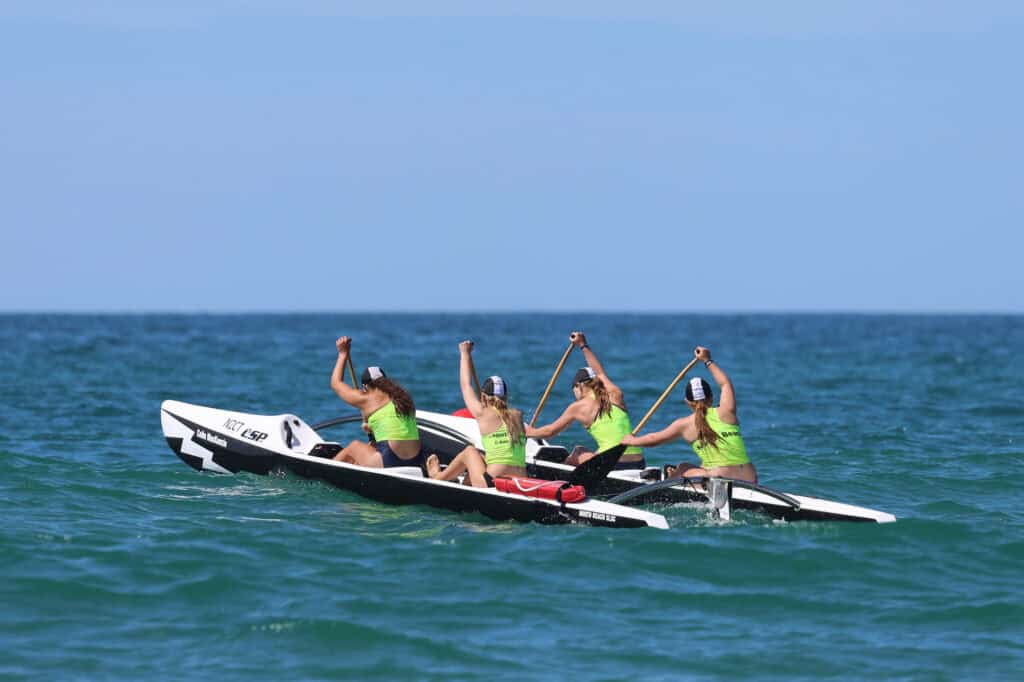 The WildCat surf canoe in the surf