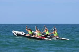 The WildCat surf canoe in the surf