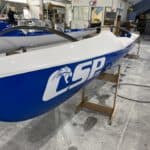 The WIldCat surf canoe being produced in The Composite Groups Christchurch factory